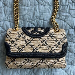 Tort Burch Fleming Raffia Straw Bag